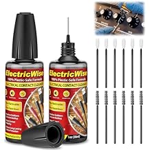2 Pack 1 oz Electronic Contact Cleaner with Precision Needle Applicator, Brushes & Swabs, Cleans Deoxidizes Lubricates Protects, Improves Conductivity for Electrical, Audio & Connectors