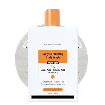 RG Exfol.iating Bo.dy Wash 236ml | 4% Salicylic Acid, Vitamin E and Lactic Acid | Paraben & SLS Free | Gentle Exfoliating Shower Gel | Removes Tan & Body Acne | Prevents Dry, Rough, Bumpy Skin