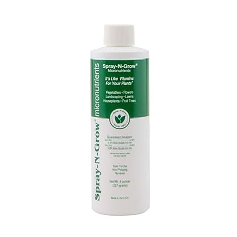 Spray-N-Grow Micronutrients Concentrate Bloom Nutrition Foliar Feed Vitamin Supplement for Vegetables, Fruit, Trees, Cacti, Houseplants, 8 Ounces