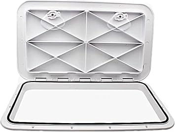 Boat Marine Hatch, 24" x 14" Boat Access Deck Hatch & Lid, Boat Storage Hatch Cover for Marine Caravan RV, ABS Material Non-Slip Surface Weatherproof Easy Installation (White)