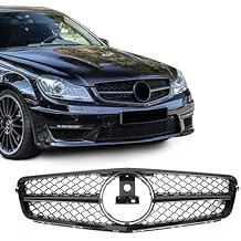 Front Grill Grille for 2008-2014 Mercedes W204 C-Class C250 C300 C350 AMG Style Gloss Black Direct Fit Replacement ABS Plastic No Modification Required