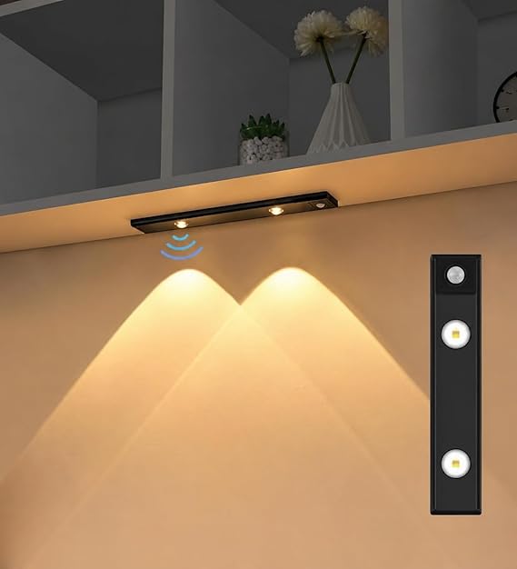 Neo Vista Hareket Sensörlü Slim Led Kabin Armatürü Dekoratif Dim Edilebilir Usb Şarjlı Aydınlatma (Siyah, 20 CM) [Enerji Sınıfı A]