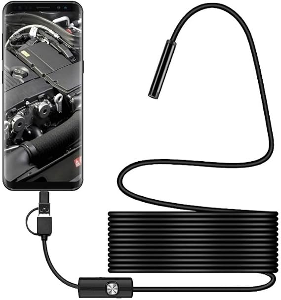 Endoscope Camera With Adjustable LED Light, Waterproof Inspection Borescope, 1 Meter Soft Cord