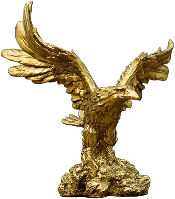 Handmade Fortune Eagle/Hawk Statue Sculpture for Home Decor,Bring You Good Luck,Healthy,Wealth,Success,Gold,14.5cmX15cm