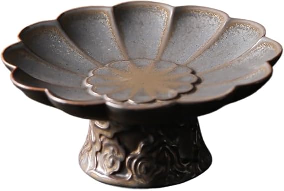 Fruit Tray Chinese Style High-Foot Fruit Plate Ceramic Household Snack Plate Buddhist Temple Offering Fruit Plate Desktop Fruit Bowl Veggie Tray(B)