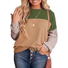 Eytino Plus Size Sweatshirt for Women Striped Colorblock Long Sleeve Crewneck Casual Loose Pullover Shirt Top(1X-5X)