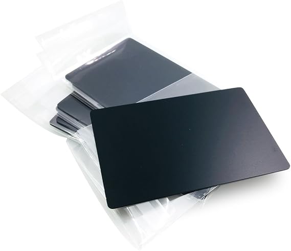 Metal Business Cards Anodized Aluminum Plaque Plate 86X54X0.8mm (Black, Blank,10PCS)