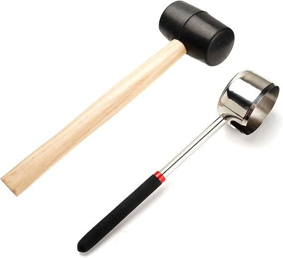 Coconut Opener Tool Kit - Stainless Steel Coco Jack Opener with Rubber Mallet