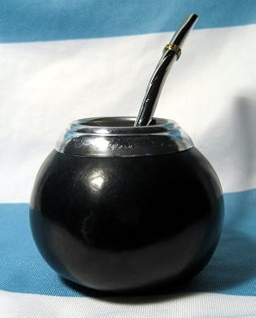 Traditional Classic Argentinian Mate Gourd Yerba with Straw 2463 Black
