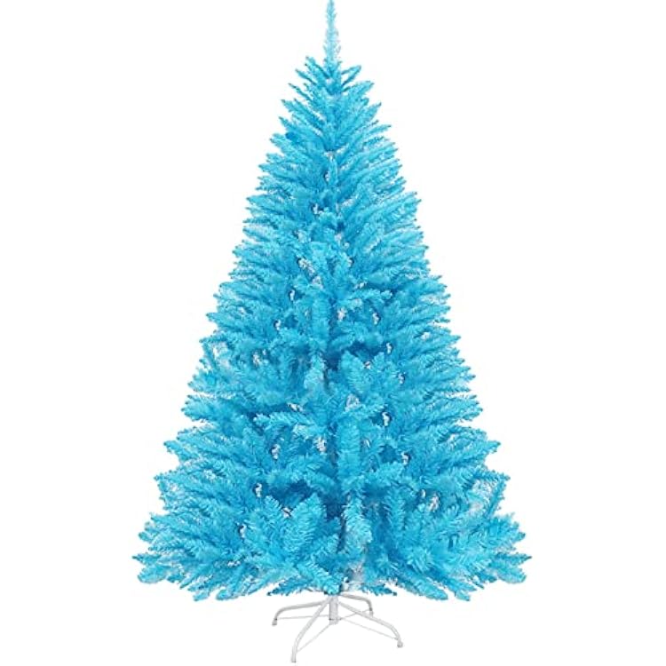7ft Blue Premium Spruce Artificial Holiday Christmas Tree for Home, Office, Party Decoration w 800 Branch Tips, Easy Assembly, Metal Hinges & Foldable Metal Base,Blue 7ft,Round Head