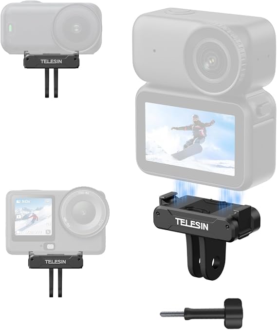 TELESIN DJI Osmo Nano/Action 6 için manyetik hızlı serbest bırakma adaptörü montajı, çift yönlü mıknatıs, metal mandallar, şok emici silikon ped, DJI Osmo Nano için adaptör tabanı/Action 6