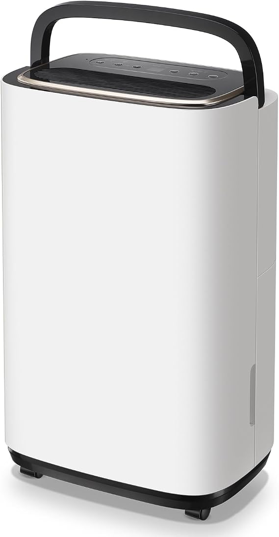 WANAI 30 Pints Dehumidifier for Basements with Drain Hose, 2500 Sq.Ft Dehumidifiers Auto Drain or Manual Drainage, Small Dehumidifier for Home Bedroom Bathroom with 2.2L Water Tank, 3 Modes, 24Timer