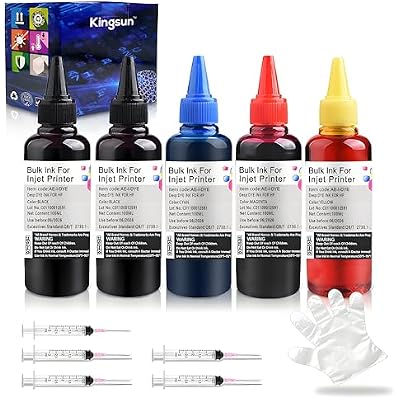 KSI Ink Refill kit 6x100ml forHP 950 951 932 933 60 61 952 902 901 62 63 64 65 21 22 920 940 934 564 711 970 971 94 95 96 Refillable Ink Cartridge for HP Envy 4500 4520 5643 OfficeJet 6500a 6500 6000.