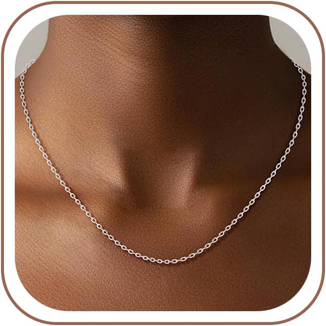 925 Sterling Silver Chain for Women-Diamond Cut 1.1mm Cable Chain | Lobster Claw Clasp Silver Necklace Jewelry Gifts for Women Mom Girlfriend