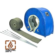 Thermal Zero Blue T3 Turbo Blanket Heat Shield Insulation Kit - with Lava/Titanium High Temperature Exhaust Wrap & Stainless Steel Zip Ties - TZ32047-ULKIT