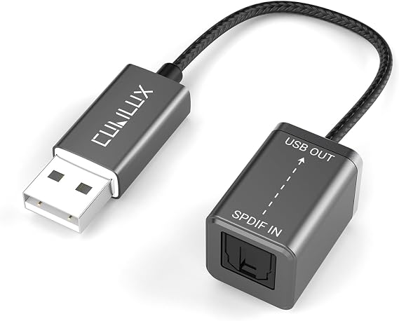 USB A SPDIF Input Adapter for PC [Stereo Recording ONLY, NOT for Playing Audio] USB Optical Line-in Dongle, Toslink to USB Receiver, USB A SDPIF RX Interface Suitable for Laptop Computer