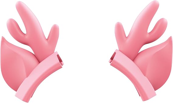 Pink Deer Antler Ears for Headphones, Silicone Cute Ears Attachment, Lovely Detachable Accessories Fit for Gaming Headset, Lightweight & Durable