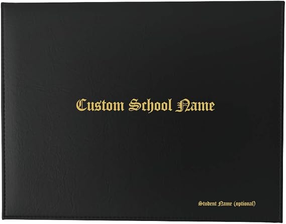 Grads4Good Personalized 11 inches 8.5 inches Custom Imprinted Diploma Cover (Black)