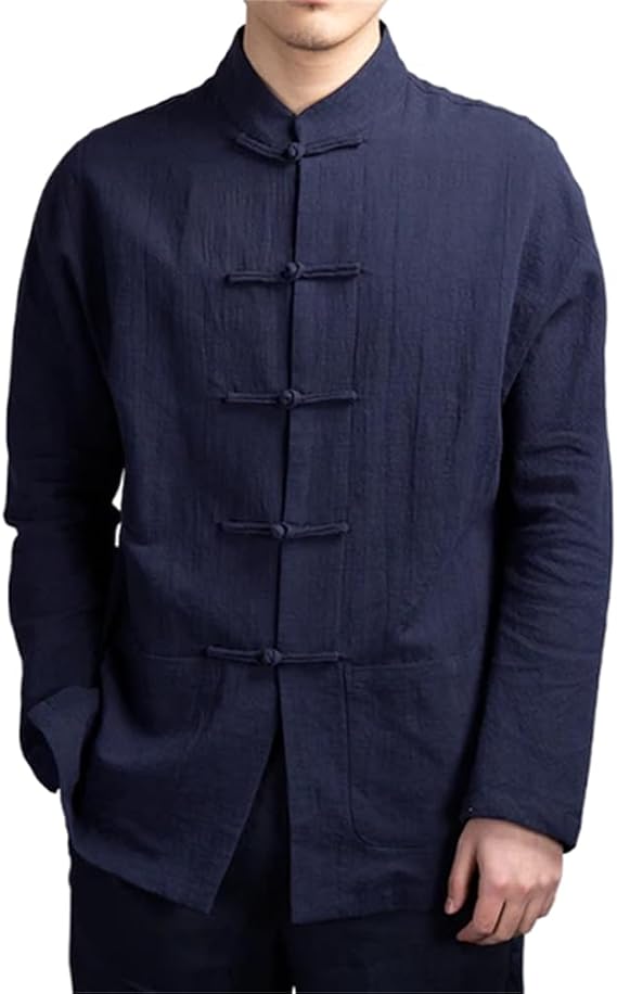 LIXINGHEITANG Chinese Style Shirts Traditional Kung Fu Tai Chi Cotton And Linen Suit Shirt Blouses Clothing For Men