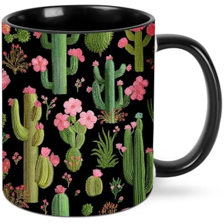 Yrebyou Cactus Coffee Mug Funny Tea Cup Ceramic Mugs 11OZ with Handle Gifts for Women Men Home Office Decor