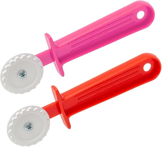 Pasta Cutter Wheel - Ravioli Cutter - Fluted Plastic Dough Wheel - Pastry Crimper for Baking - Pasta Roller Tool with Plastic Handle, 2 Pcs, OFXDD