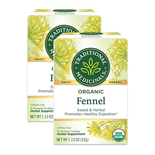 Traditional Medicinals Organic Fennel Herbal Tea, Promotes Digestive Health, Pack of 2 32 Tea Bags Total