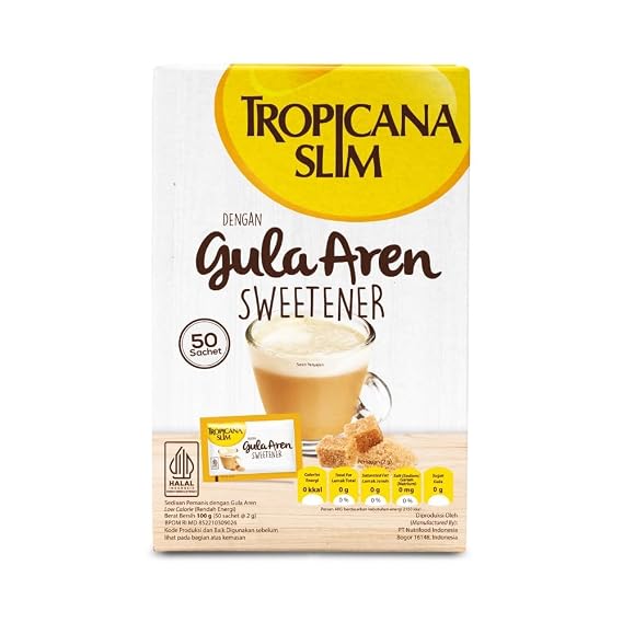 Tropicana Slim Sweetener Palm Sugar Gula Aren 50-ct, 100 gram (Pack of 1)
