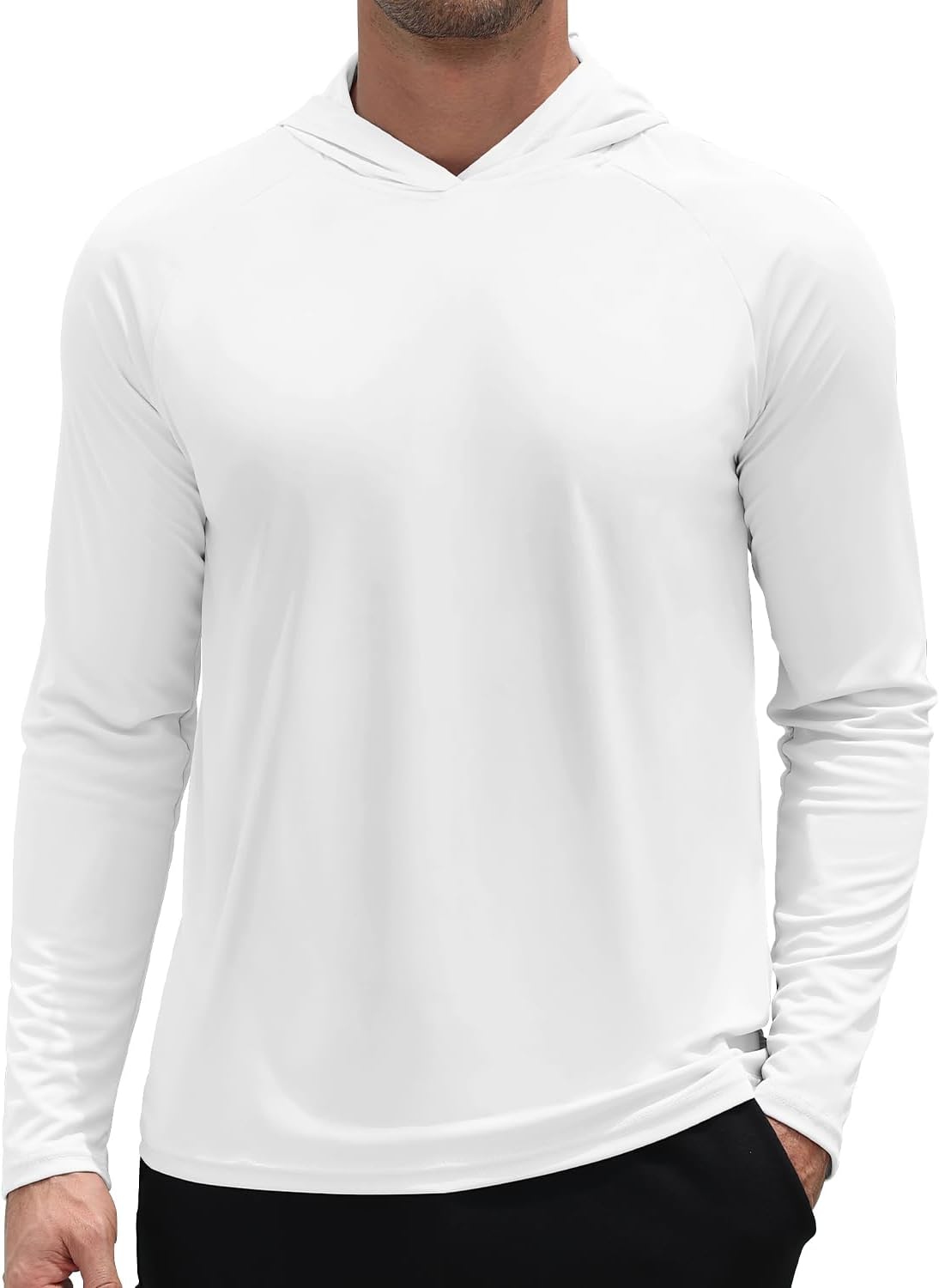 Mens UPF 50 Sun Hoodie UV Protection Long Sleeve Swimming Rash Guard SPF Quick Dry Fishing Shirt for Outdoor Sports