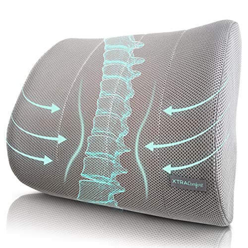 Lumbar Support Cushion - Lower Back Pillow for Office Chair, Car, Men, Women, Gaming - Ergonomic Orthopedic Backrest Foam Roll and Adjustable Strap for Therapeutic Pain Relief