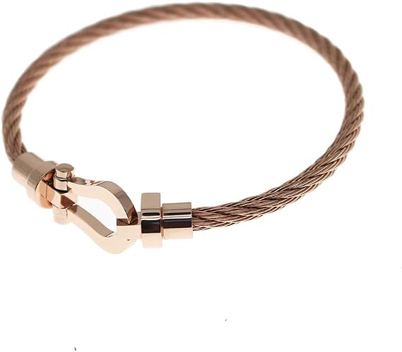 Bangle Bracelet for Men Women, Fashion 316L Stainless Steel Buckle Bracelet Jewelry 7.9in Long