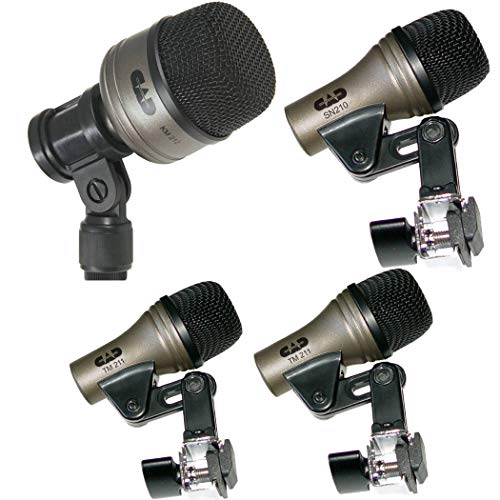 Drum Mics Set of 4 pc CAD microphones for Bass KM212 Snare Drum SN210 2 Tom Tom TM211