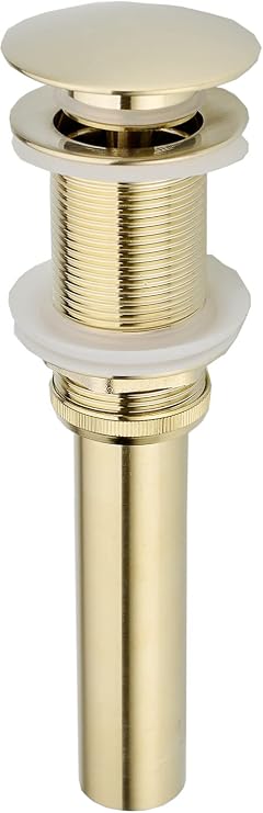 Bathroom Pop Up Drain Without Overflow, Bathroom Sink Push Pop Up Assembly Vessel Drain Without Overflow. (Brushed Gold)