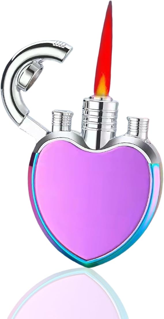 Adjustable Triple Jet Flame Torch Lighter,Windproof Cool Lighter,Unique Refillable Lighter for Women Men(Without Butane Gas) (13)