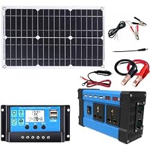 4000W Solar Generator Kit 12V to 50HZ/60HZ Inverter with 30A Controller + 18W/36W Solar Panel for Home Backup, RV, Off-Grid Power System(60HZ,A)