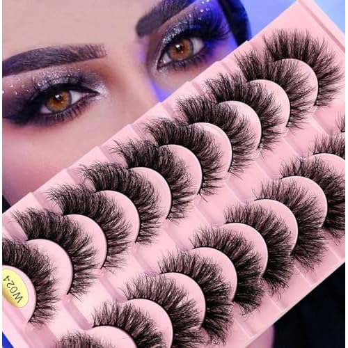 HBZGTLAD New 10 Pairs Natural Thick False Eyelashes Fake Lashes Long Makeup 3d Mink Lashes Extension Eyelash Mink Eyelashes for Beauty W024