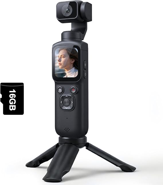 4K Vlogging Camera, Pocket Digital Camera, 330 Rotating Lens
