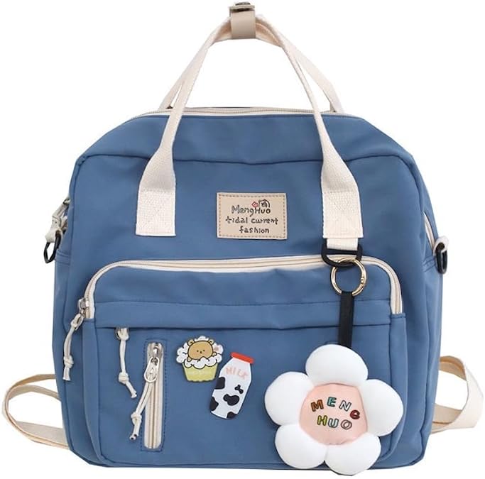 Kawaii Crossbody Bag with Pins and Plushies Cute Kawaii Messenger Bag Casual Daypack Shoulder Tote Bags Handbag