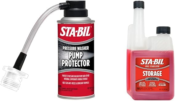 STA-BIL Pump Protector - Protects Pressure Washer Pumps and Other Internal Components During Storage, 4oz , Red & STA-BIL Storage Fuel Stabilizer - Keeps Fuel Fresh For Up To Two Years, 16oz, Red