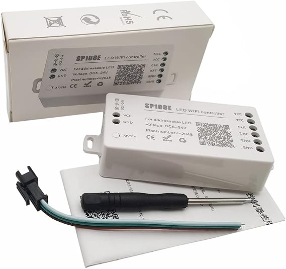 WS2812B WiFi SP108E Controller Support WS2811 WS2815 WS2801 SK6812 WS2813 SK9822 APA102C etc Almost All LED Strip Module Light iOS/Android App Control AP Mode/STA Mode (SP108E)