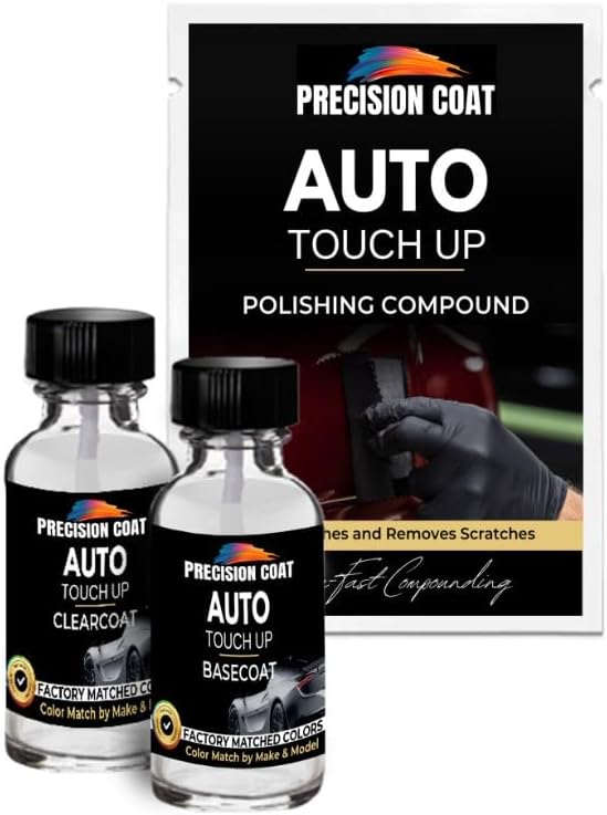 Compatible with 2015 Cadillac Dark Granite GXG-Factory Matched Single Stage 1 OZ Base Coat Clear Coat Brush in Lid with Compound Packet-Touch Up Paint Kit