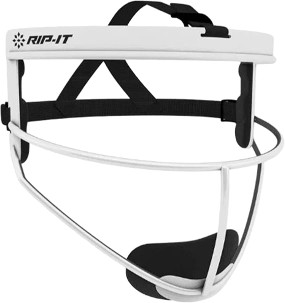 RIP-IT Defense Pro Softball Face Mask | Most Advanced & Protective, Lightweight, Extra Comfort with Moisure-Wicking Padding | Adult | White