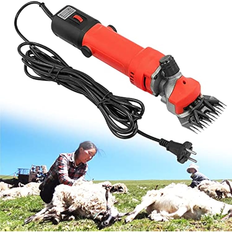 690W Goat Clipper, Electric Sheep Goat Wool Shearing Machine, High Efficiency and Labor Saving Wool Shears Clippers, 6 Gears Speed, for Sheep Alpacas Llamas,Black-220V Red 110V
