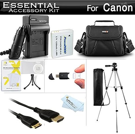 Essential Accessories Kit For Canon PowerShot SX500 IS, SX510 HS, SX520 HS, SX530 HS, SX540 HS Digital Camera Includes Replacement NB-6L Battery + A/Dc Charger + Mini HDMI Cable + Case + Tripod + More