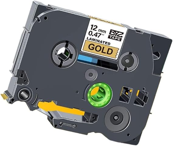 12mm Black On Lemon Yellow Replace Label Tape TZe 231 TZe-MQY31 TZe-MQ531 TZe-MQE31 TZe-MQF31 TZe-MQG31 Compatible with Label Makers 1000 Feet(Black on Gold)
