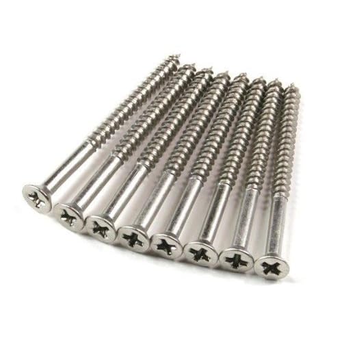 Hinge Outlet Satin Nickel Wood Screws 9 X 2 12 Inch for Residential Door Hinges - 24 Pack