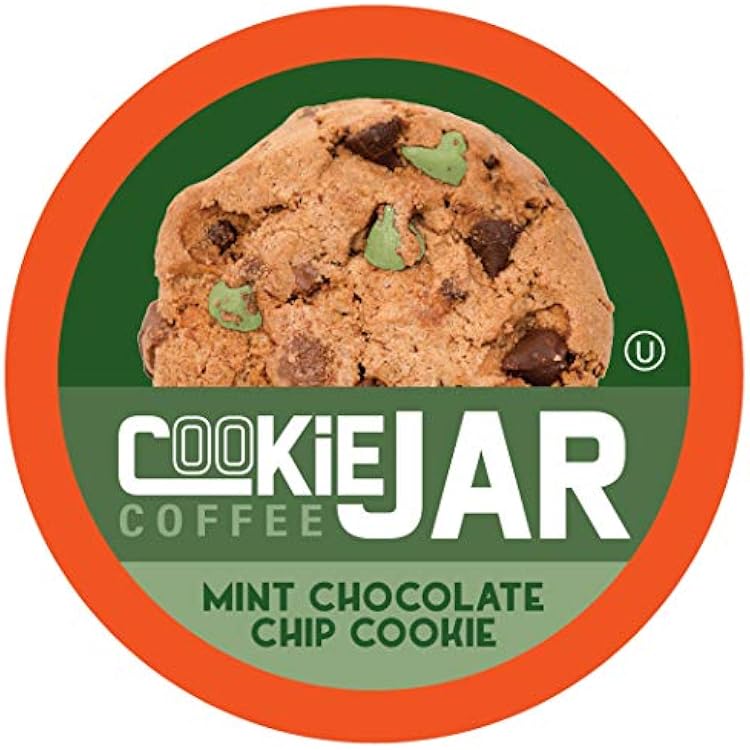Cookie Jar Mint Chocolate Chip Flavored Coffee Pods for Keurig K Cup Brewers, 40 Count Refreshing Mint and Chocolate Blend for a Unique Coffee Experience