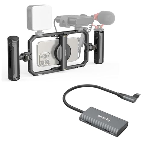 Bundle: SmallRig Universal Quick Release Phone Cage Kit Basic 4597 4-in-1 USB-C Hub with a Cold Shoe Mount 4598