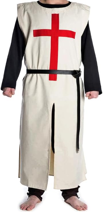 SUNLEXA Handmade Mens Medieval Tunic Templar Knight Tunic Halloween Costume Surcoat Cosplay Costumes SCA (S-6XL)