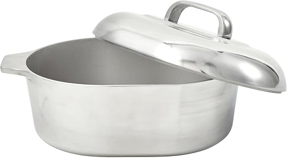 IMUSA USA Heavy Duty Cajun Oval Aluminum Roaster 15, Silver | Heats Quickly and Evenly, Ideal for Roasting and Steaming