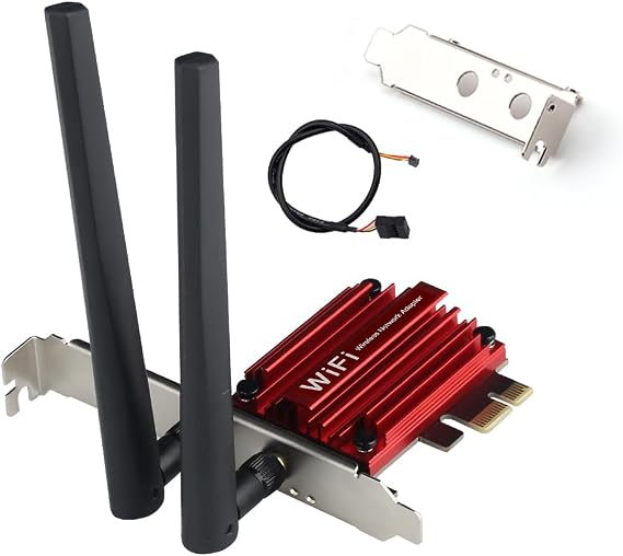 WiFi 6 PCIe Card 3000Mbps Bluetooth 5.2 Low Profile Gaming 4K Streaming | AX200 802.11ax chip, MU-MIMO, OFDMA handles multiple devices, WPA3 encryption , Dual 6dBi antennas, Easy setup, Windows 10/11